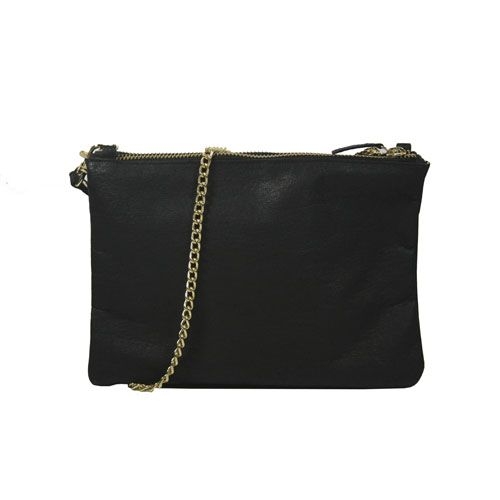 Bolso fucisa metalizado y negro en piel de Stella Rittwagen 